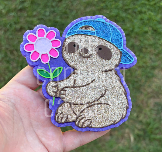 Sloth holding a Flower